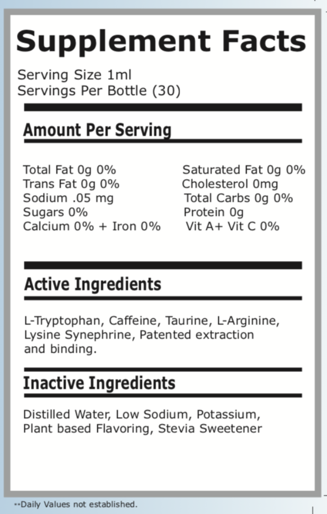 Reshape Bottle tag- Ingredients facts